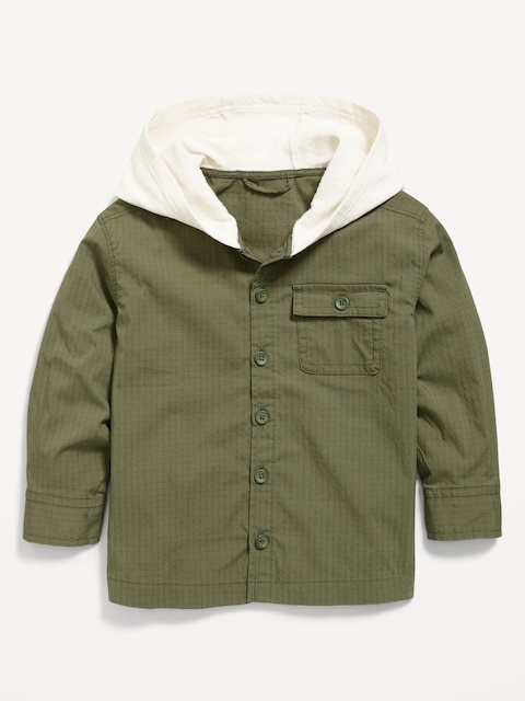 CHEMISE À CAPUCHON À MANCHES LONGUES EN FLANELLE POUR TOUT-PETIT