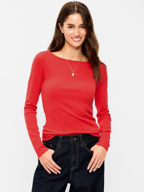 Snug Long-Sleeve Boatneck T-Shirt