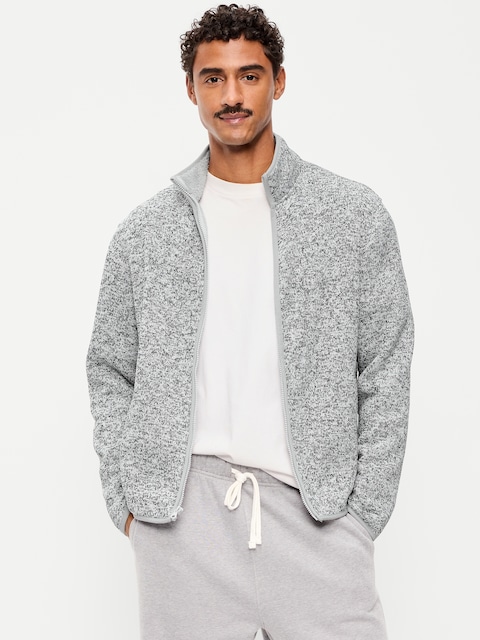 Sweater Fleece Sherpa-Lined Full-Zip Jacket