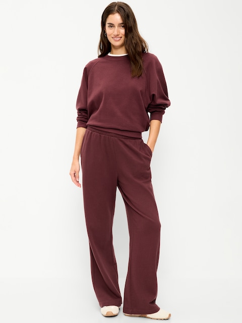 PANTALON EN COTON OUATÉ À JAMBE LARGE ET À TAILLE HAUTE PURCONFORT
