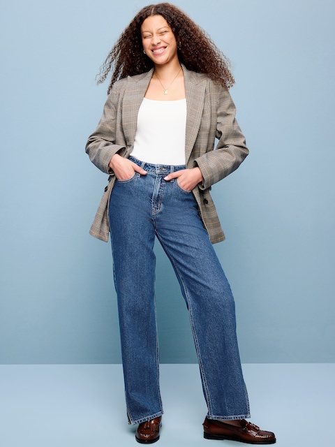 Extra High-Waisted Twisted Seam Wide-Leg Jeans
