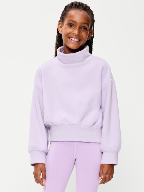 Long-Sleeve Mock-Neck Microfleece Top for Girls