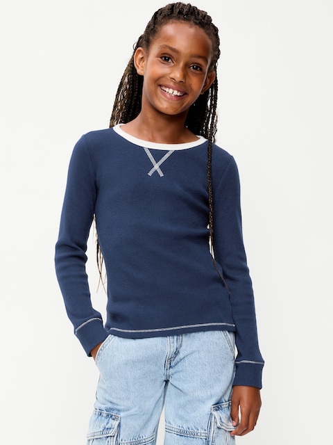 Long-Sleeve CozePlush Fitted Top for Girls