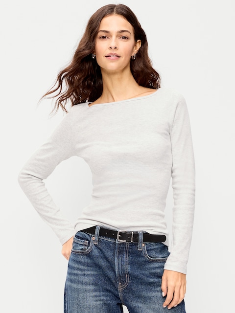 Snug Long-Sleeve Boatneck T-Shirt