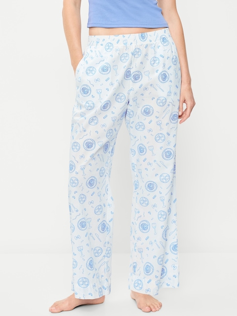 High-Waisted Poplin Pajama Pant