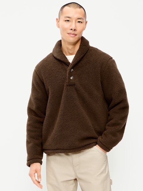 Shawl-Collar Sherpa Pullover