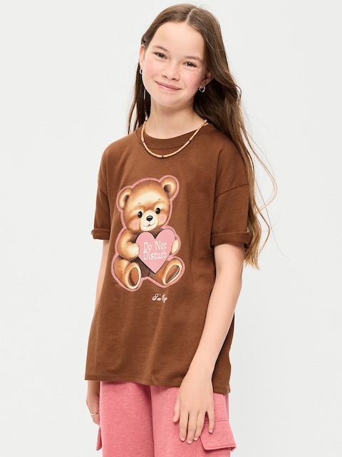 T-SHIRT LONG SURDIMENSIONNÉ À MANCHES COURTES À IMPRIMÉ POUR FILLE