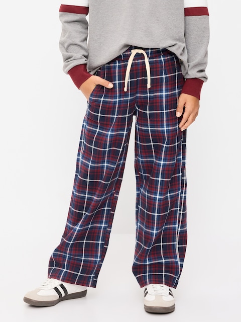 Pull-On Baggy Plaid Flannel Pants for Boys