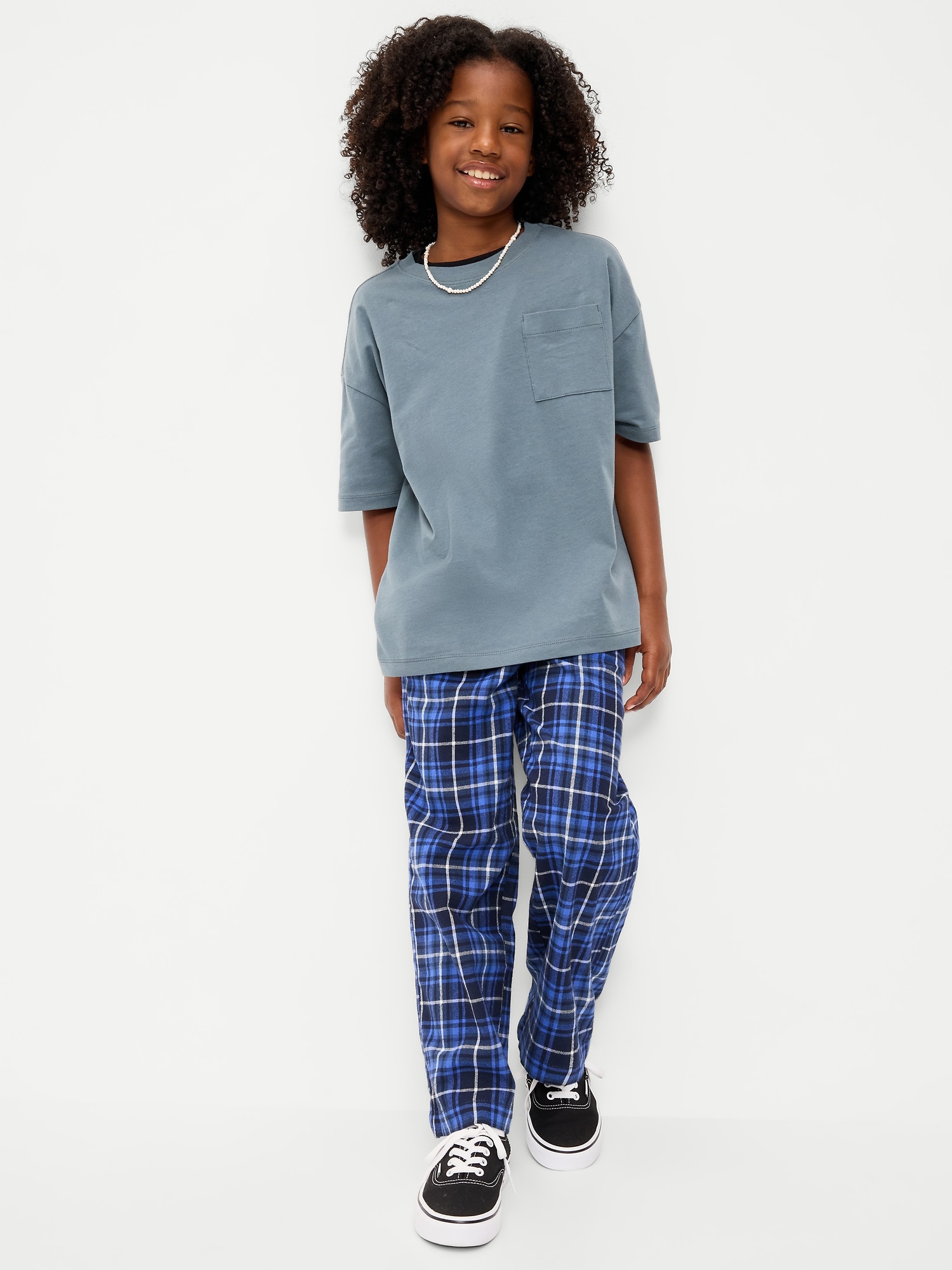 Pull-On Baggy Plaid Flannel Pants for Boys