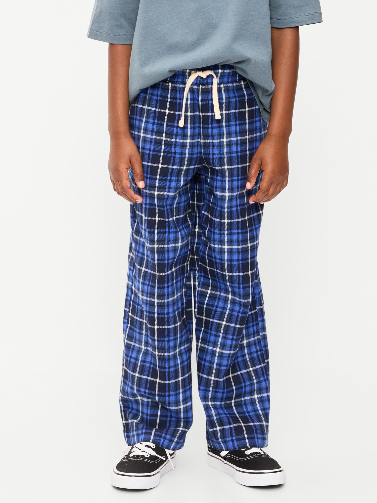 Pull-On Baggy Plaid Flannel Pants for Boys