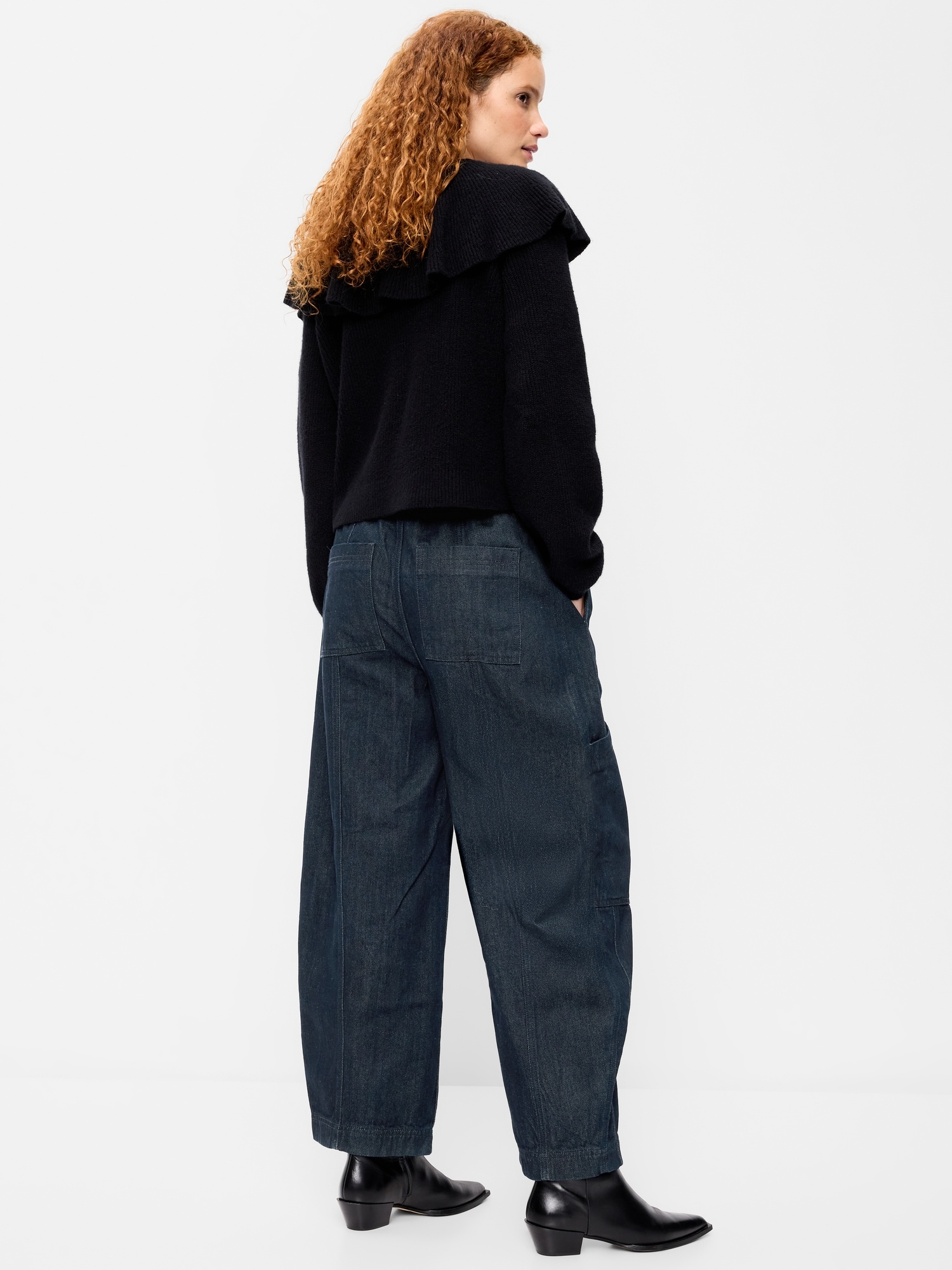 Mid-Rise Barrel-Leg Utility Pants