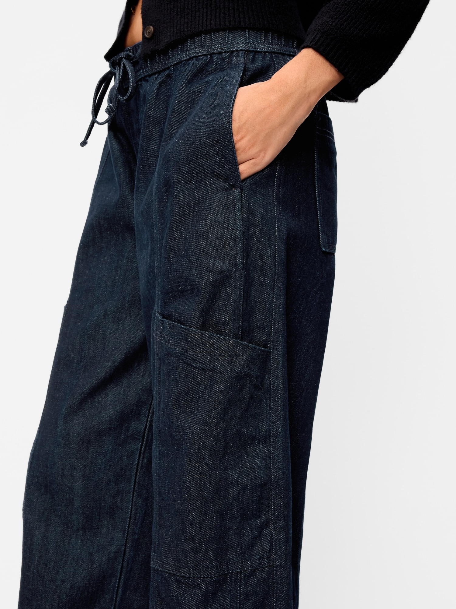 Mid-Rise Barrel-Leg Utility Pants