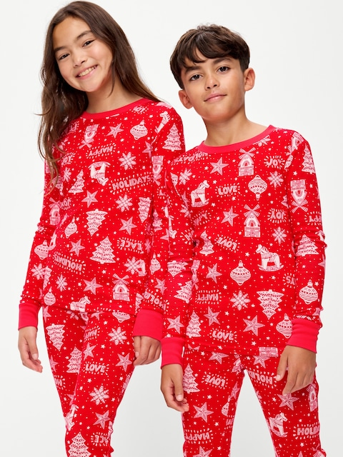 Gender-Neutral Snug-Fit Graphic Pajama Set for Kids