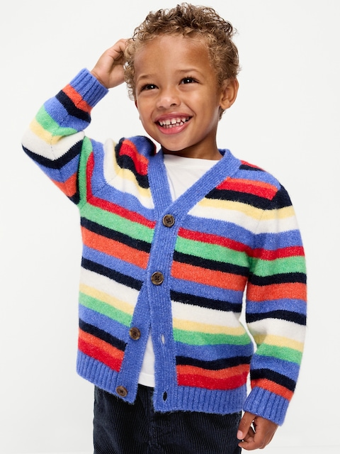Oversized Wool-Blend Striped Cardigan for Toddler Boys