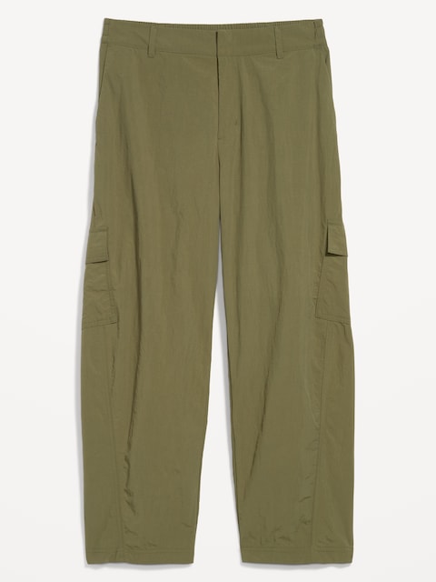 Mid-Rise Barrel-Leg Cargo Pants