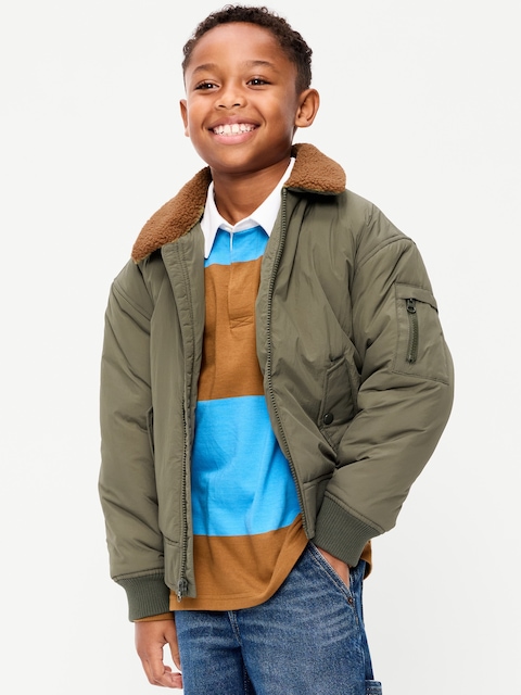BLOUSON D'AVIATEUR HYDRORÉSISTANT À COL EN SHERPA POUR GARÇON