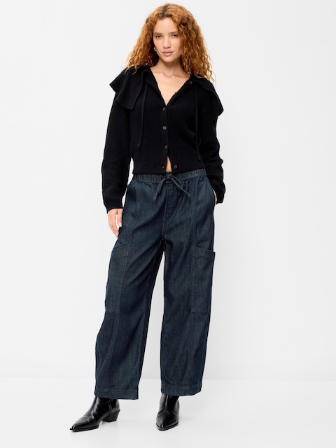 Mid-Rise Barrel-Leg Utility Pants