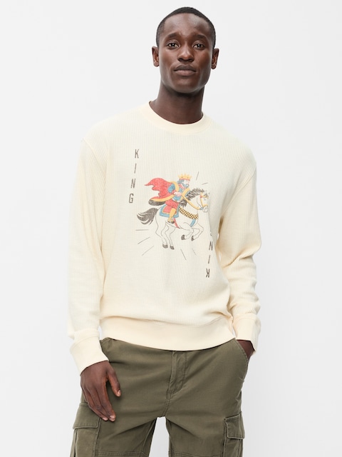 T-SHIRT RAS DU COU EN TRICOT GAUFRÉ À IMPRIMÉ