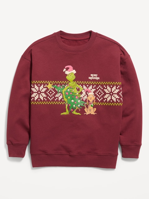 CHANDAIL SURDIMENSIONNÉ EN COTON OUATÉ À IMPRIMÉ LE GRINCHEUX DE DR. SEUSS™ UNISEXE POUR ENFANT