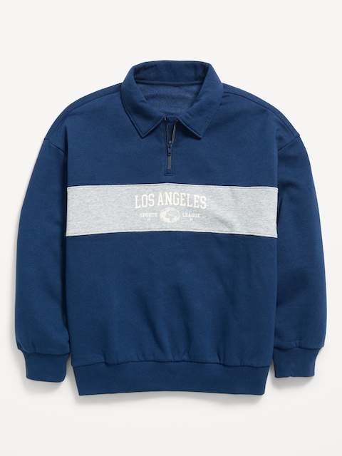 POLO SURDIMENSIONNÉ À GLISSIÈRE AU QUART EN MOLLETON FAVORI POUR GARÇON