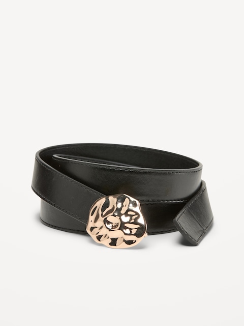 CEINTURE EN SIMILICUIR À BOUCLE PÉPITE D'OR