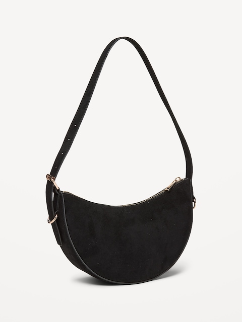 Faux-Suede Mini Crescent Bag