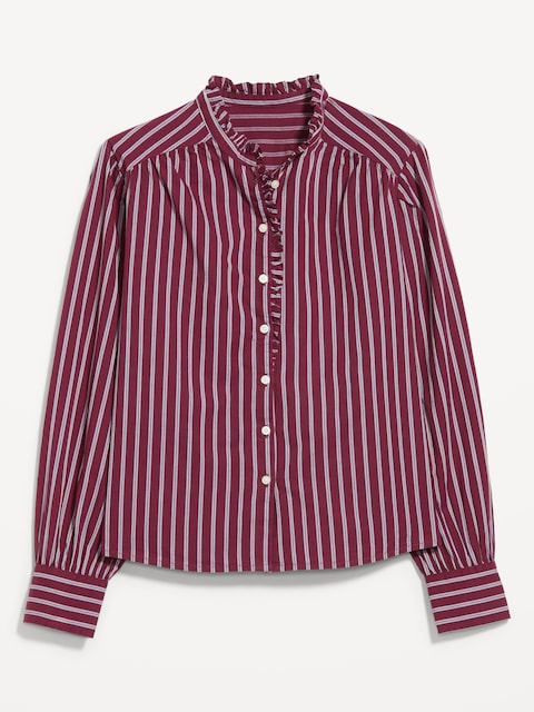 Ruffle-Front Button-Down Shirt