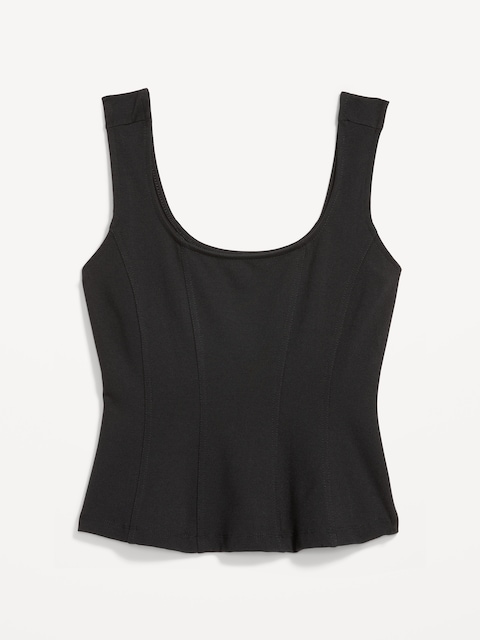 Square-Neck Ponte Peplum Tank Top