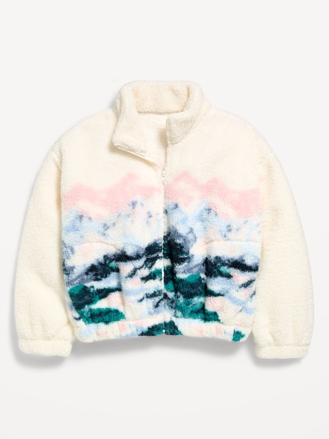 VESTE SURDIMENSIONNÉE EN SHERPA À MOTIF POUR FILLE