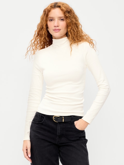 Snug Long-Sleeve Mock-Neck T-Shirt
