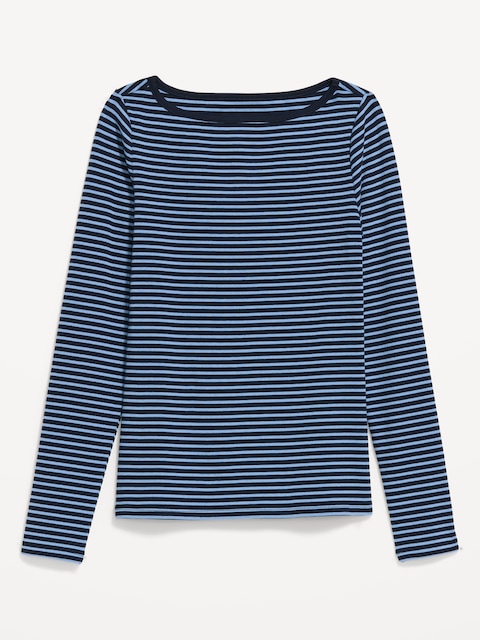 T-SHIRT AJUSTÉ À MANCHES LONGUES À ENCOLURE BATEAU