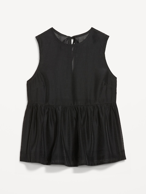 Sheer Organza Peplum Top