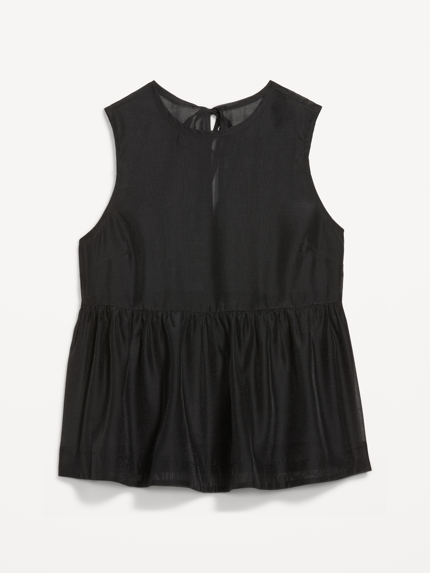 Sleeveless Sheer Organza Peplum Top
