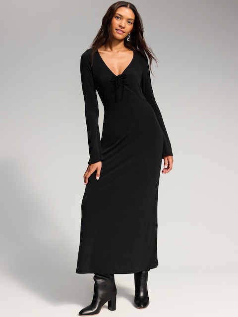 The Occasion by Old Navy Long-Sleeve Tie-Front Maxi Dress