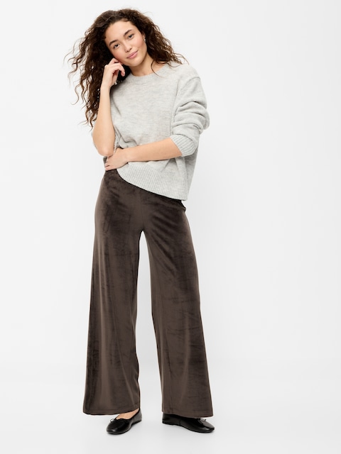 LEGGING À JAMBE ULTRA-LARGE EN VELOURS À TAILLE HAUTE