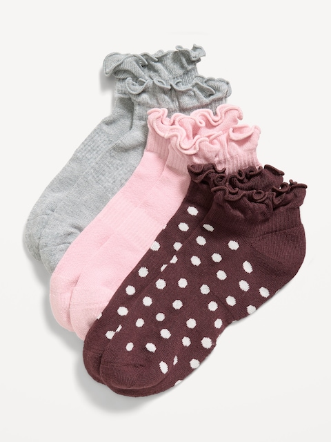 Ruffled Athletic Crew Sock 3-Pack for Women