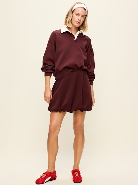 Dynamic Fleece Pique Bubble-Hem Skirt