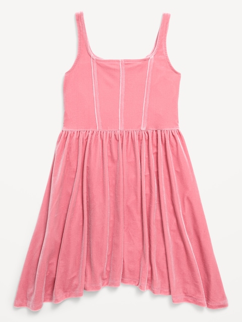 Sleeveless Fit and Flare Velvet Dress for Girls