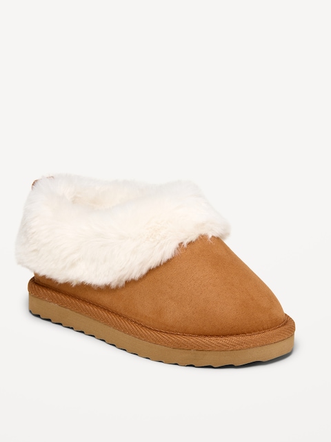 BOTTINES EN SUÉDINE À BORDURE EN SIMILIFOURRURE POUR TOUTE-PETITE