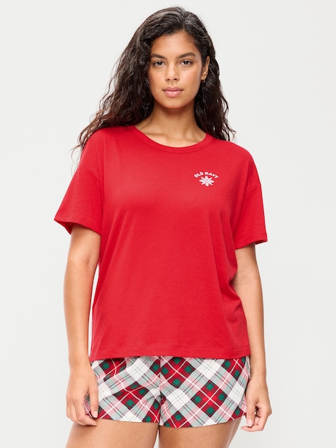 T-SHIRTS DE PYJAMA AMPLE À MANCHES COURTES À IMPRIMÉ