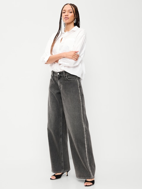 JEAN ENJOLIVÉ COUPE GÉNÉREUSE À JAMBE LARGE ET TAILLE BASSE