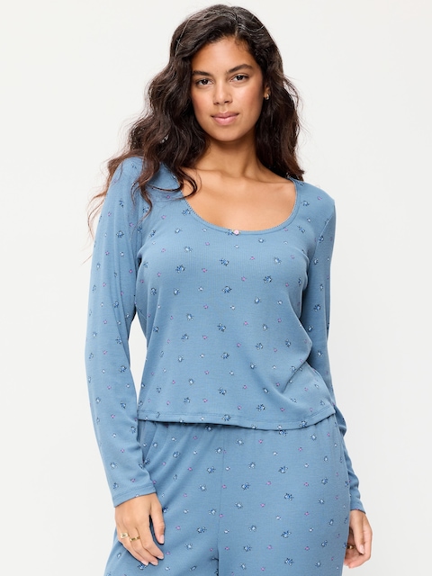 HAUT DE PYJAMA À MANCHES LONGUES À TEXTURE GAUFRÉE