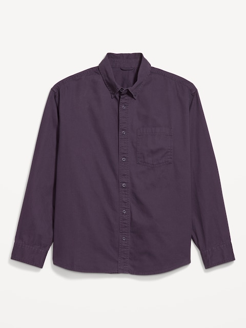 Loose Fit Heavy-Brushed Twill Button-Down Shirt