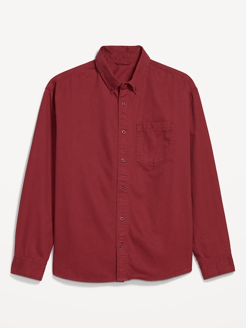 Loose Fit Heavy-Brushed Twill Button-Down Shirt