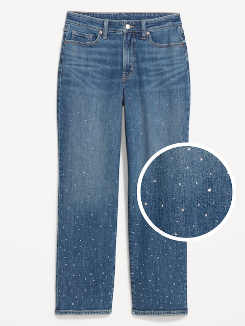 JEAN OG AMPLE PROFILÉ ENJOLIVÉ À TAILLE HAUTE