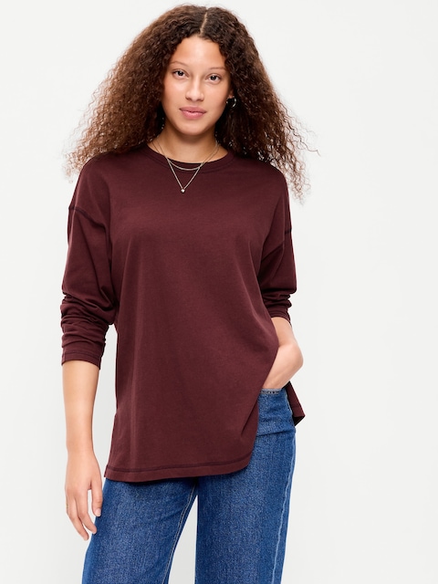 Oversized EveryWear Long-Sleeve Tunic T-Shirt