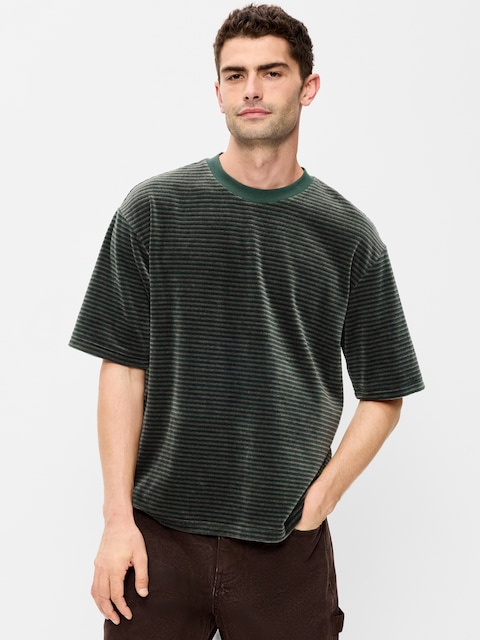 Loose Crew-Neck Velour T-Shirt
