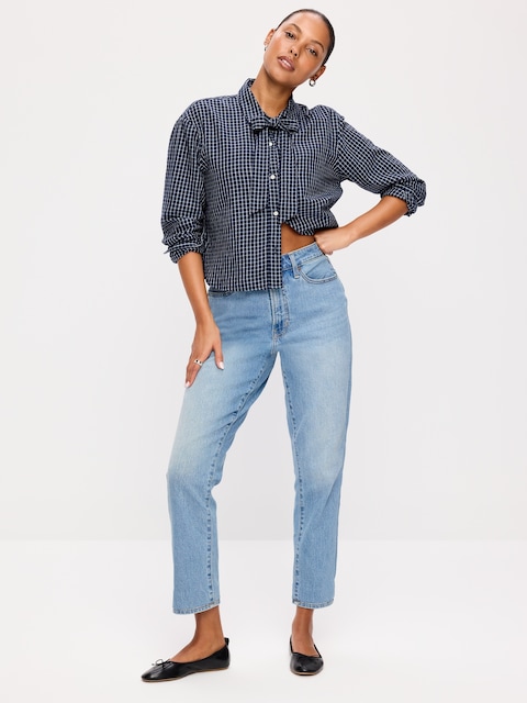 JEAN OG PROFILÉ DROIT À TAILLE HAUTE LONGUEUR CHEVILLE