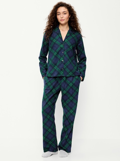 Printed Flannel Pajama Pants Set for Women