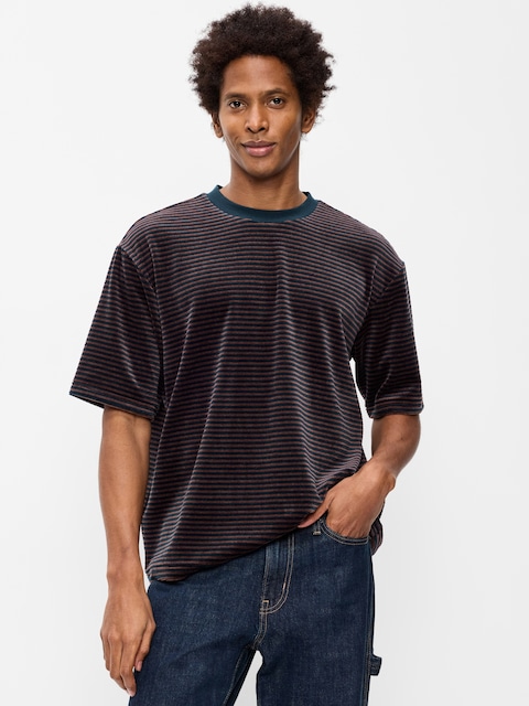 Loose Crew-Neck Velour T-Shirt